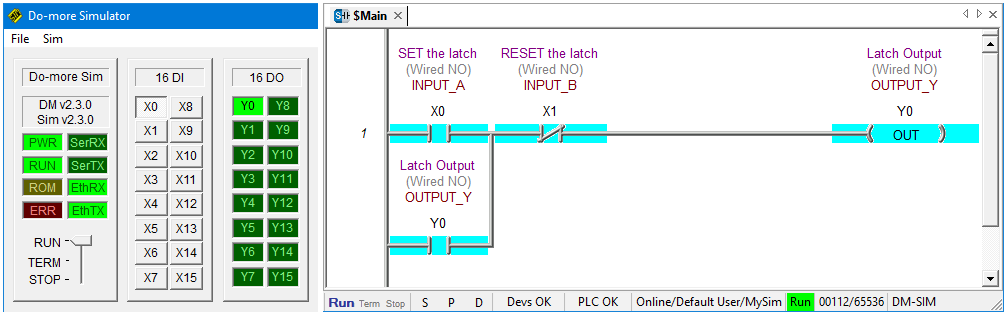 Ladder Logic Simulator - X0 Sets the Latch